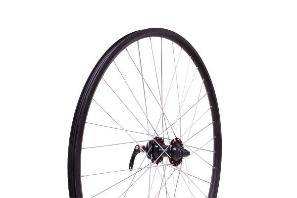Колесо 27,5"MTB переднее,дв.обод Qijian DA-18 27,5"36H,втулка Solon DH802F,36H Disc,конусные подшипники,крепление IS6,черный